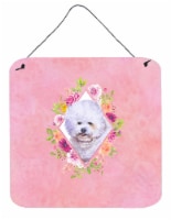 Carolines Treasures CK4120DS66 Bichon Fris? #2 Pink Flowers Wall or Door Hangin