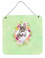 Carolines Treasures  CK4312DS66 Siberian Husky #2 Green Flowers Wall or Door Han