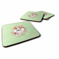 Carolines Treasures CK4277FC 3.5 x 3.5 in. Beagle Green Flowers Foam Coaster - Set of 4