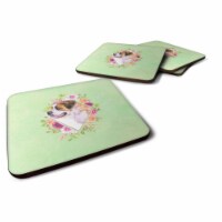 Carolines Treasures CK4346FC 3.5 x 3.5 in. Saint Bernard No.1 Green Flowers Foam Coaster - Se