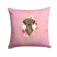 Carolines Treasures  CK4251PW1414 Chocolate Labrador Pink Flowers Fabric Decorat