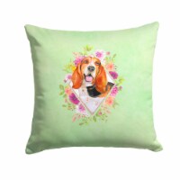 Carolines Treasures  CK4276PW1414 Basset Hound Green Flowers Fabric Decorative P