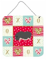 Vietnamese Pot-Bellied Pig Love Wall or Door Hanging Prints, Red