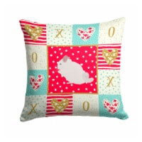 Pink and White Chinchilla Love Fabric Decorative Pillow, Red