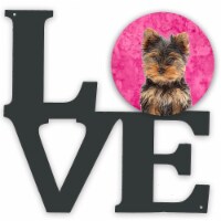 Pink Yorkie Puppy / Yorkshire Terrier Metal Wall Artwork Love
