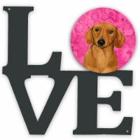 Pink Dachshund Metal Wall Artwork Love