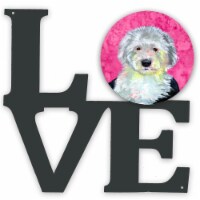 Pink Old English Sheepdog Metal Wall Artwork Love