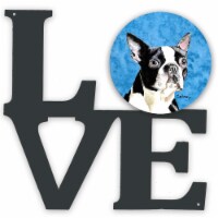 Blue Boston Terrier Metal Wall Artwork Love