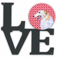 Borzoi Hearts Love And Valentine'S Day Portrait Metal Wall Artwork Love