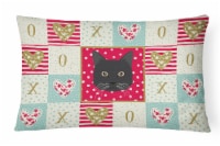 Chantilly Tiffany Cat Love Canvas Fabric Decorative Pillow, Red