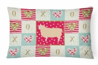 English Leicester Longwool Sheep Love Canvas Fabric Decorative Pillow, Red
