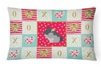 Black Velvet Chinchilla Love Canvas Fabric Decorative Pillow, Red