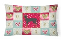 English Toy Terrier #2 Love Canvas Fabric Decorative Pillow, Red
