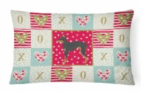 Russian Tor Terrier Love Canvas Fabric Decorative Pillow, Red