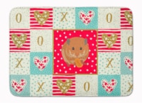 Teddy Bear Hamster Love Machine Washable Memory Foam Mat, Red
