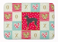 Russian Tor Terrier Love Machine Washable Memory Foam Mat, Red