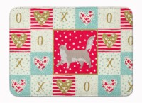 Chantilly Tiffany Cat Love Machine Washable Memory Foam Mat, Red
