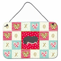 Vietnamese Pot-Bellied Pig Love Wall or Door Hanging Prints, Red