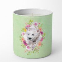West Highland White Terrier Green Flowers 10 oz Soy Candle CK4353CDL