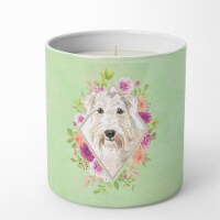 Wheaten Terrier Green Flowers 10 oz Soy Candle CK4362CDL