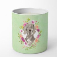 Weimaraner Green Flowers 10 oz  Soy Candle CK4365CDL