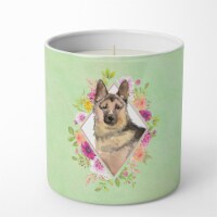 German Shepherd Green Flowers 10 oz Soy Candle CK4397CDL