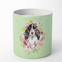 Black Parti Cocker Green Flowers 10 oz Soy Candle CK4404CDL