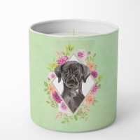 Black Labrador Green Flowers 10 oz Soy Candle CK4421CDL