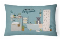 Blue Staffordshire Bull Terrier in Bathtub Canvas Fabric Decorative Pillow
