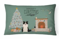 Black White Border Collie Christmas Everyone Canvas Fabric Decorative Pillow
