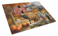 Fall Amish Pumpkin Stand Glass Cutting Board Large