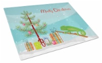 Carolines Treasures CK4540LCB Chameleon Merry Christmas Glass Cutting Board Lar