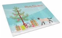 Siamese Traditional #2 Cat Merry Christmas Glass Cutting Board Large