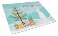 Turkish Angora Cat Merry Christmas Glass Cutting Board Large