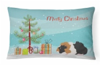 Abyssinian Guinea Pig Merry Christmas Canvas Fabric Decorative Pillow