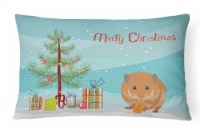 Teddy Bear Hamster Merry Christmas Canvas Fabric Decorative Pillow
