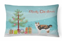 Cymric #2 Cat Merry Christmas Canvas Fabric Decorative Pillow
