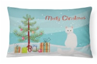 Turkish Angora Cat Merry Christmas Canvas Fabric Decorative Pillow