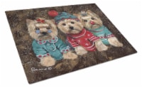 Yorkshire Terrier Yorkie Christmas Elves Glass Cutting Board Large