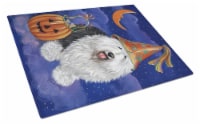 Old English Sheepdog Halloween Glass Cutting Board Large