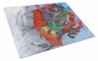 Carolines Treasures PPP3174LCB Scottie Christmas Dashing Glass Cutting Board La