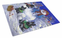 Carolines Treasures PPP3184LCB Scottie Christmas Snowman Glass Cutting Board La