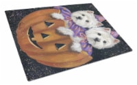 Westie Halloween Pumpkin Ride Glass Cutting Board Large