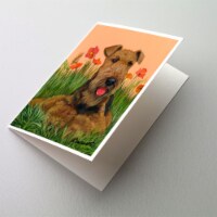 Airedale Terrier Poppies Greeting Cards and Envelopes Pack of 8