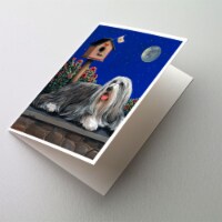 Bearded Collie Moon shine Greeting Cards and Envelopes Pack of 8