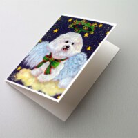Bichon Frise Christmas Angel Greeting Cards and Envelopes Pack of 8