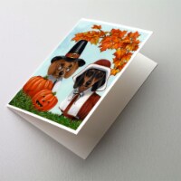 Dachshund Thanksgiving Pilgrims Greeting Cards and Envelopes Pack of 8