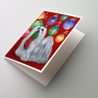Maltese Christmas Stocking Stuffer Greeting Cards and Envelopes Pack of 8