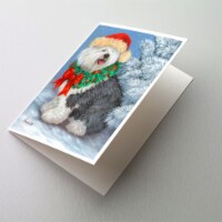 Old English Sheepdog Christmas Greeting Cards and Envelopes Pack of 8