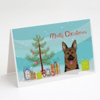 Christmas Tree and German Shepherd Greeting Cards and Envelopes Pack of 8